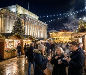 Festive food and drink stalls in Liverpool at Christmas